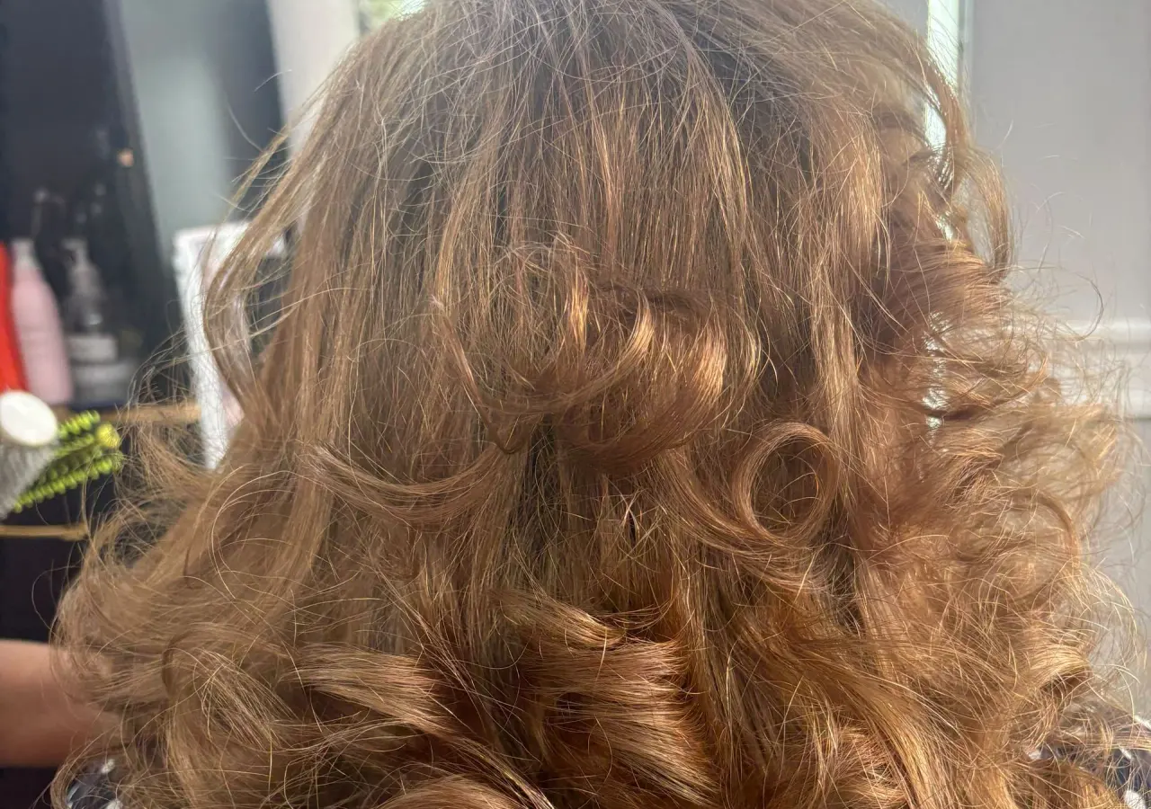 Hair color and curls finished at K Madame Luxury in Cliffside Park, NJ